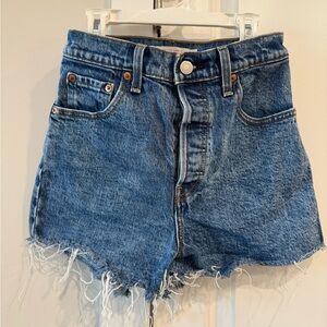 Levi's Classic Blue High Waisted Jean Shorts